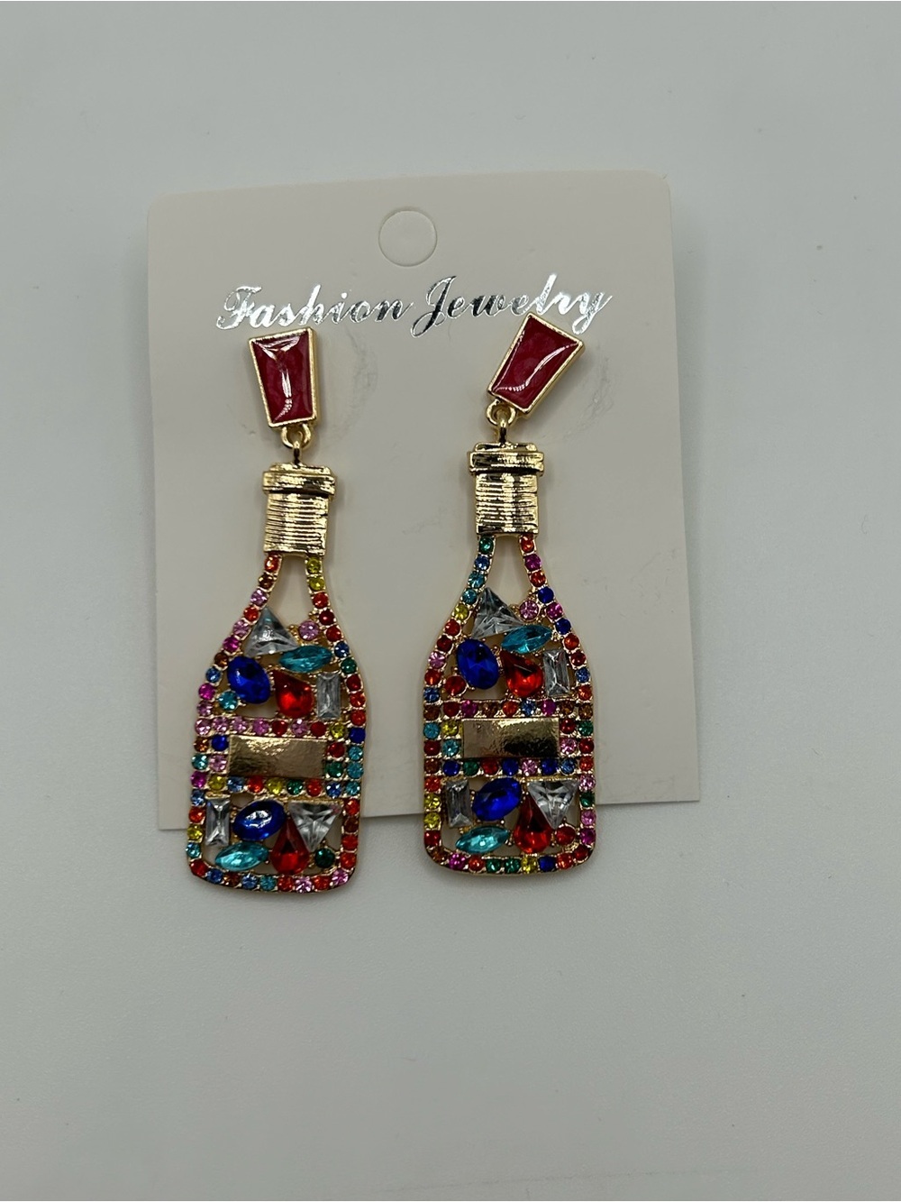 NEW Fashion Jewelry Multicolor Gemstone Wine Bottle Dangle Earrings